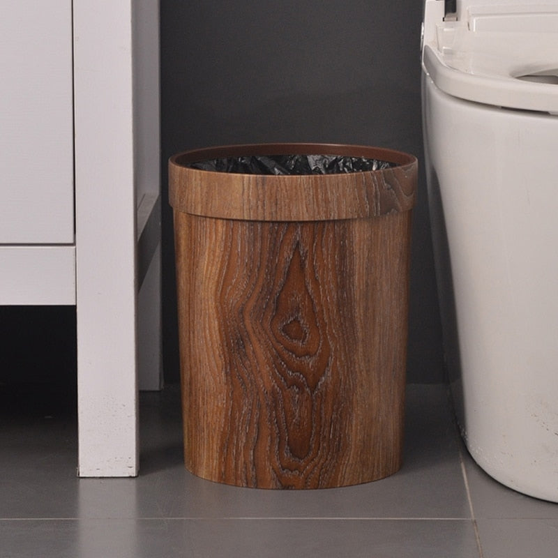 Junips | Elegant Retro Wood Grain Trash Can
