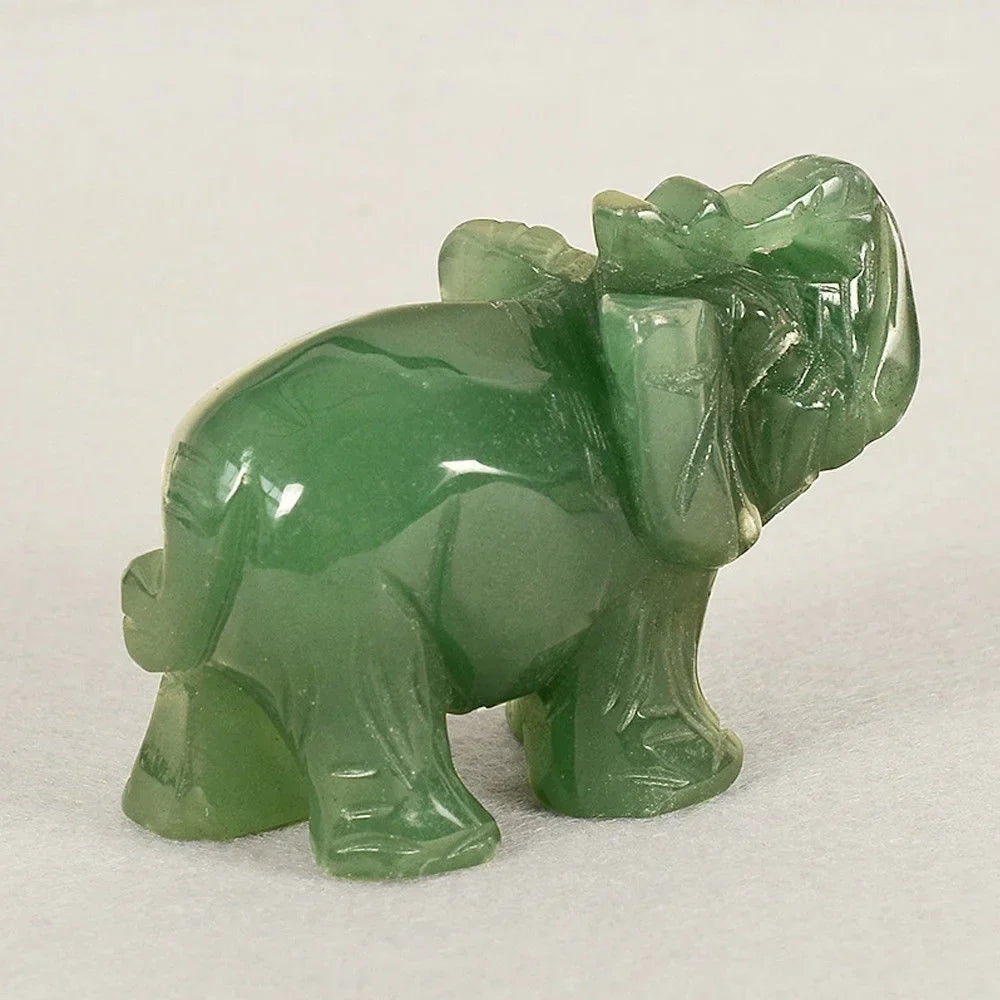 Junips | Green Aventurine Jade Stone Elephant Statue