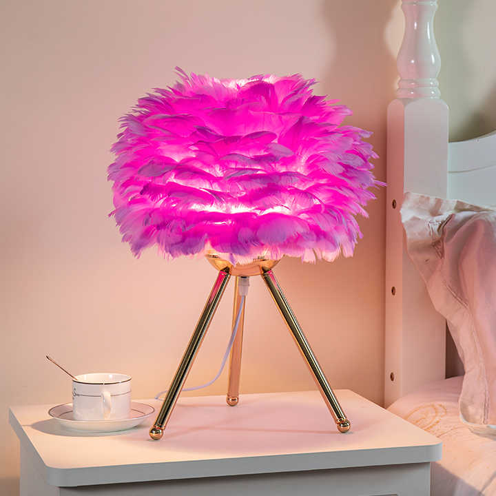 Junips | Table Lamp - FeatherLux - Dimmable Light - Elegant Feather Design