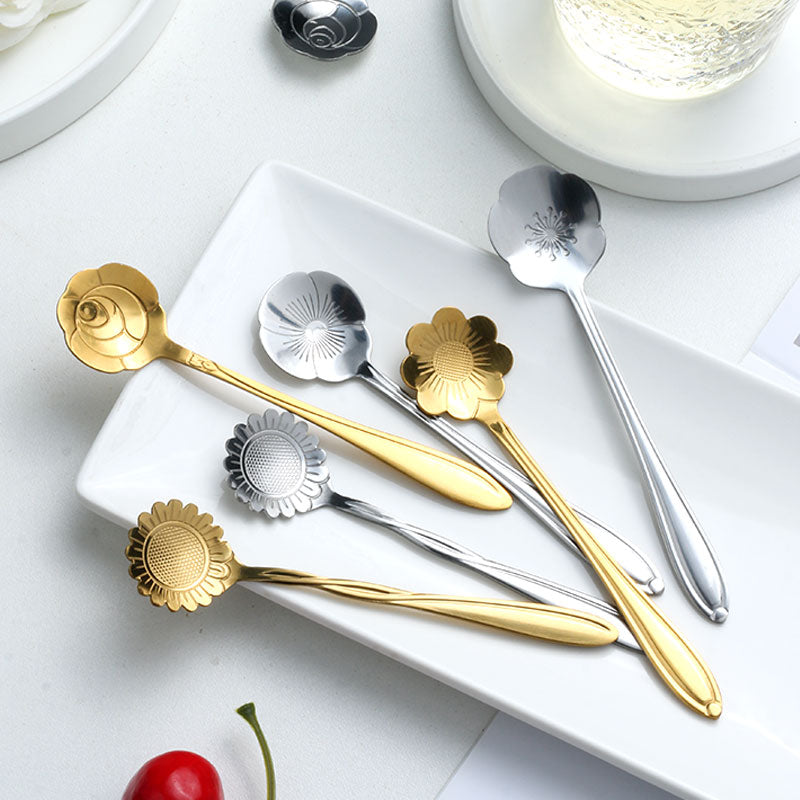 Junips | 8-piece stainless steel teaspoon set with flower design