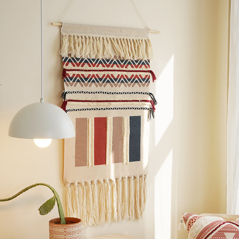 Junips | Handwoven geometric pattern tassel wall hanging