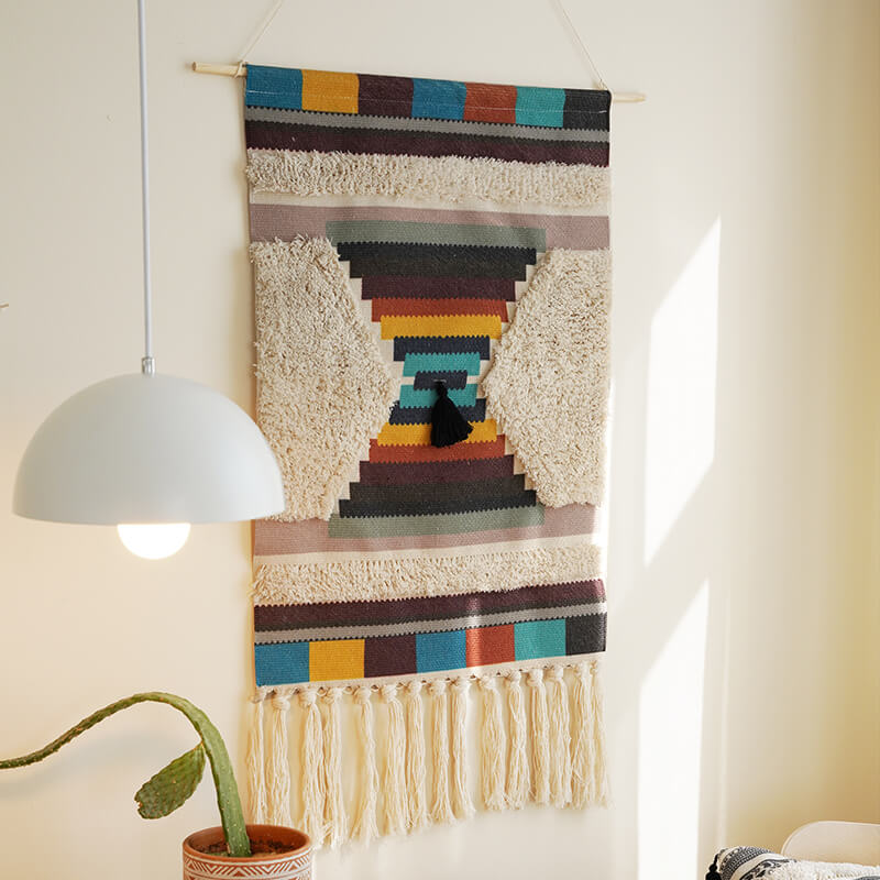 Junips | Handwoven geometric pattern tassel wall hanging