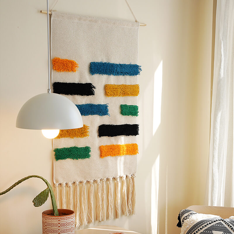 Junips | Handwoven geometric pattern tassel wall hanging
