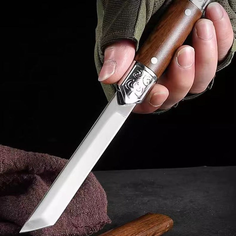 Junips | Handcrafted Utility Knife | Japanese-Style Geometric Handle | High-Carbon Stainless Steel Blade | >60° Bevel Angle | Precision Culinary Instrument with Reinforced ABS Polymer Grip