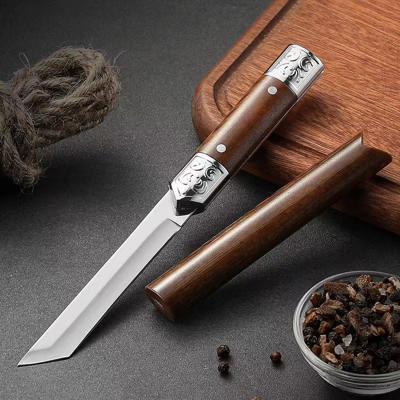 Junips | Handcrafted Utility Knife | Japanese-Style Geometric Handle | High-Carbon Stainless Steel Blade | >60° Bevel Angle | Precision Culinary Instrument with Reinforced ABS Polymer Grip
