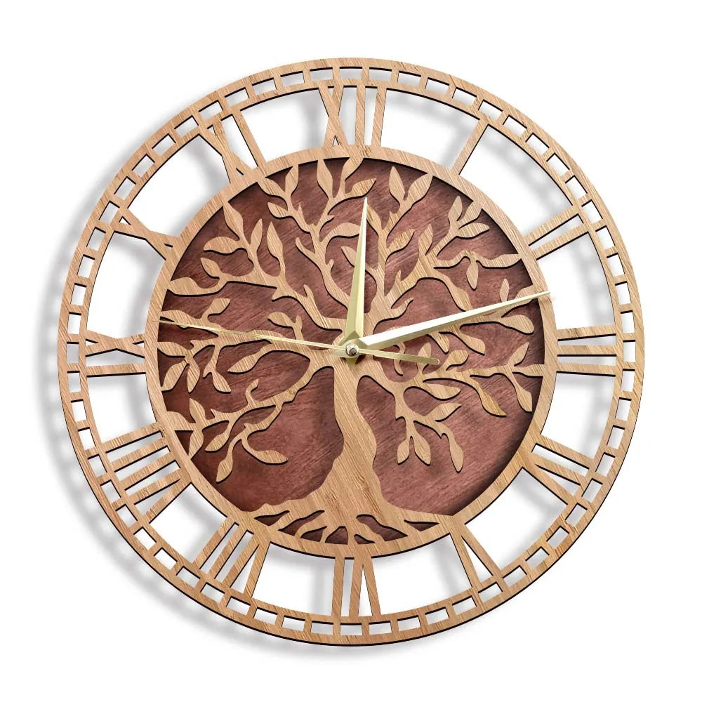 Junips | WoodArt | Rustic wall clock made of wood in vintage style