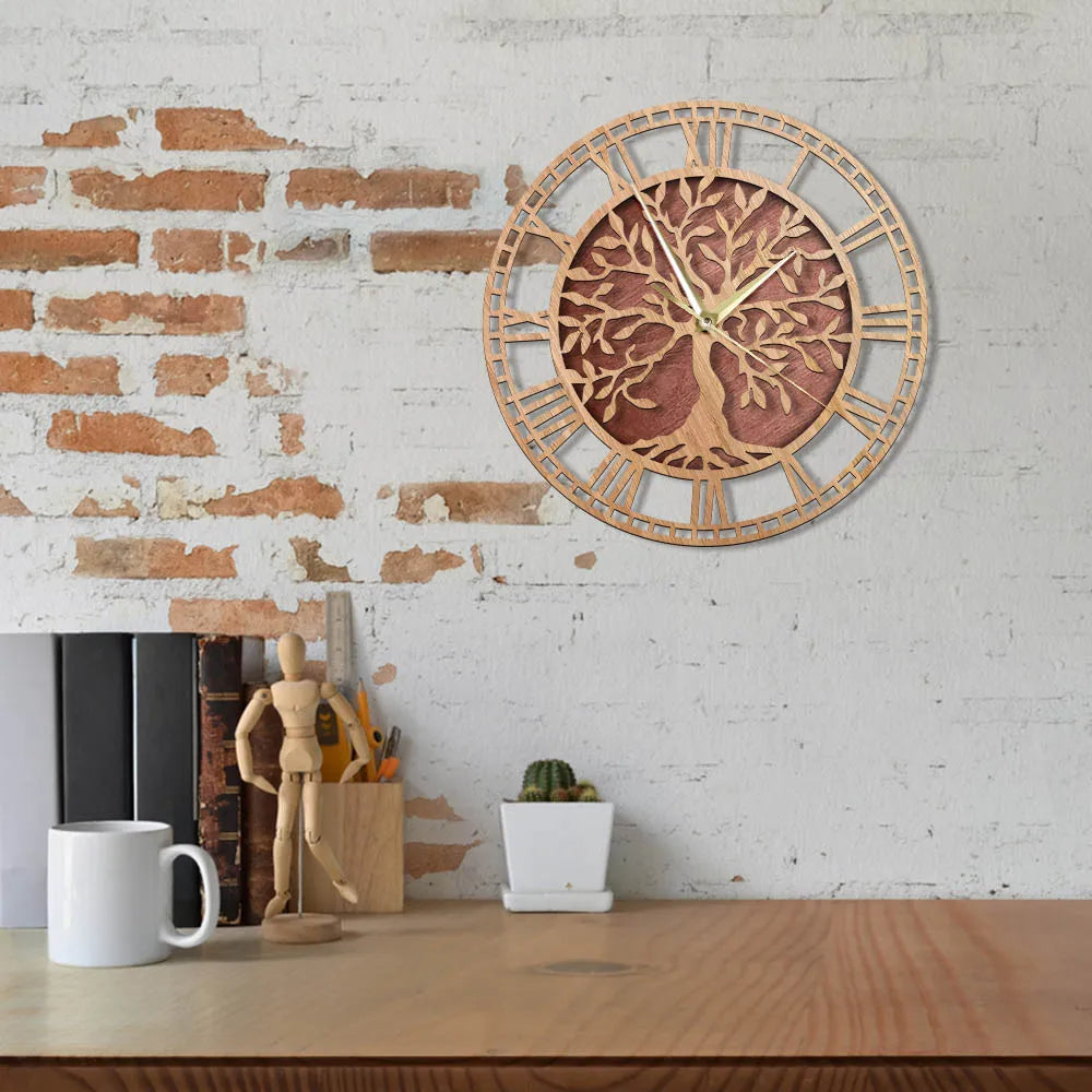 Junips | WoodArt | Rustic wall clock made of wood in vintage style