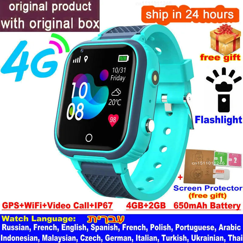 Junips | LT21 4G Kids Smartwatch with GPS, WiFi, Video Call, SOS, IP67 waterproof - Kids safety tracker and location monitoring cell phone watch