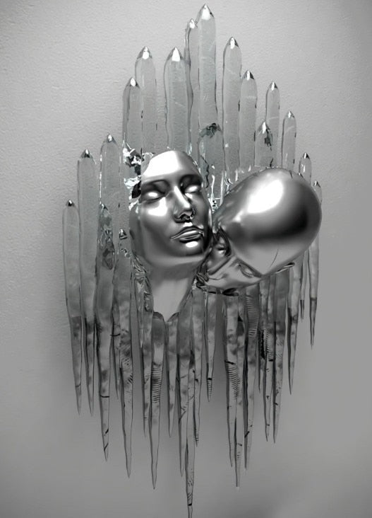 Junips | Metal Figure Statues Styles Abstract Canvas Painting Couples Wall Art Love Sculpture Poster Print Home Decor Living Room Gifts
