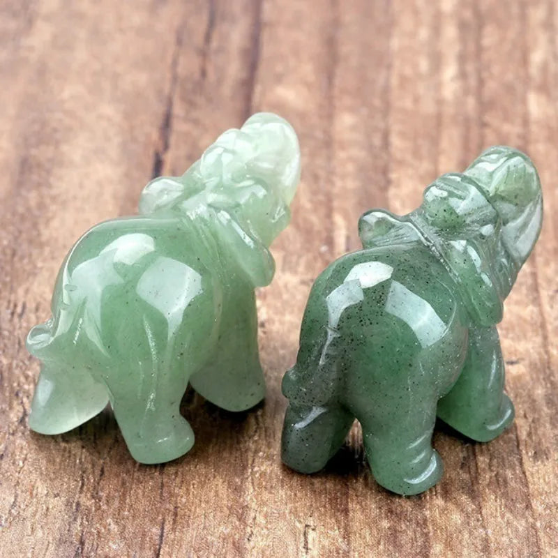 Junips | Green Aventurine Jade Stone Elephant Statue