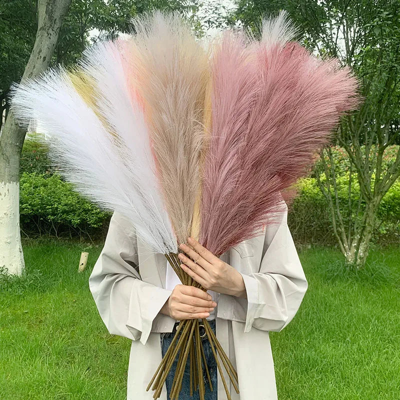 Junips | 5 pieces 100 cm Artificial Pampas Grass Dried Flower Bouquet Wedding Party Decoration Home Room DIY Artificial Plants Decoration Supplies