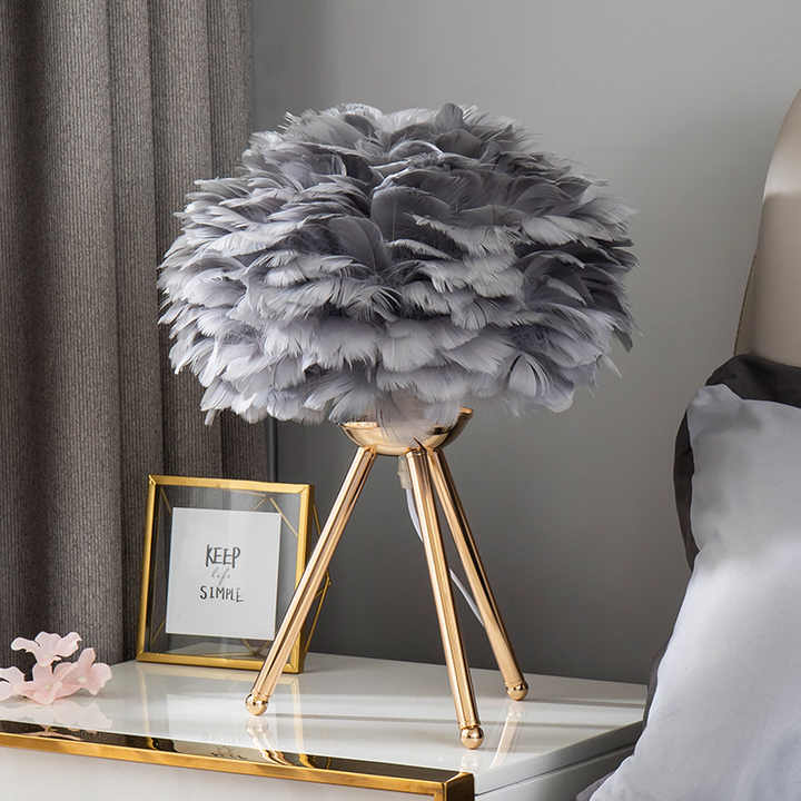 Junips | Table Lamp - FeatherLux - Dimmable Light - Elegant Feather Design