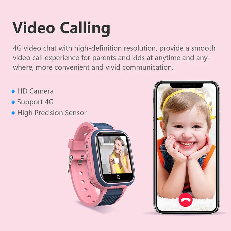 Junips | LT21 4G Kids Smartwatch with GPS, WiFi, Video Call, SOS, IP67 waterproof - Kids safety tracker and location monitoring cell phone watch