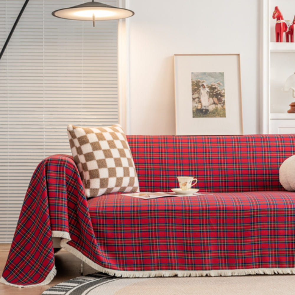 Junips | Hearthline Cottage Plaid Sofa Cover