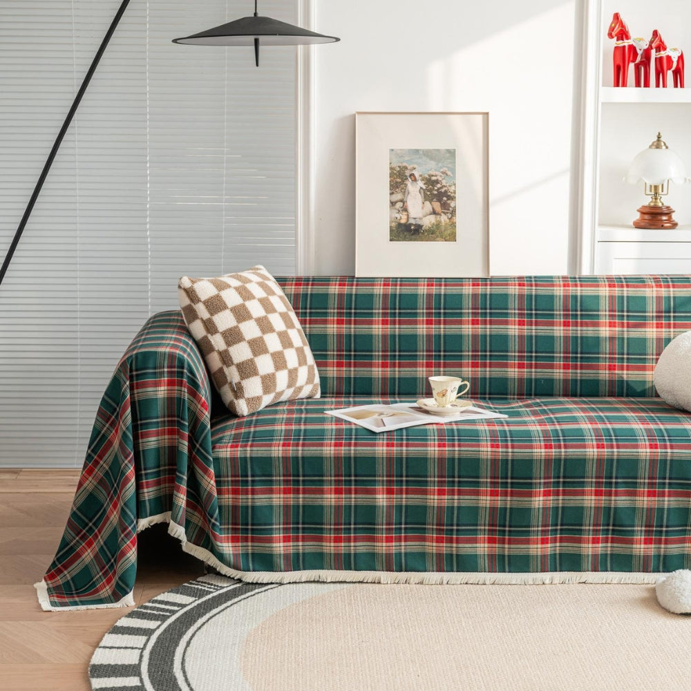 Junips | Hearthline Cottage Plaid Sofa Cover