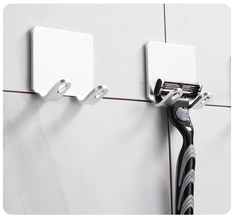 Junips | Punch-free Razor Holder Storage Hook (1/2/3 Pieces) - Wall Mounted Men's Razor Shelf for the Bathroom
