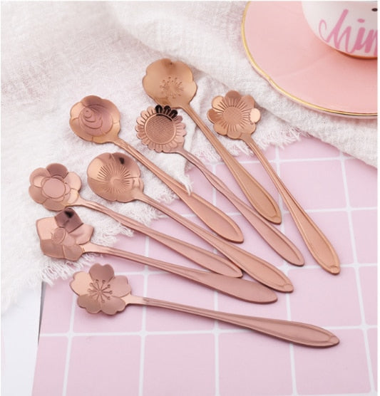 Junips | 8-piece stainless steel teaspoon set with flower design