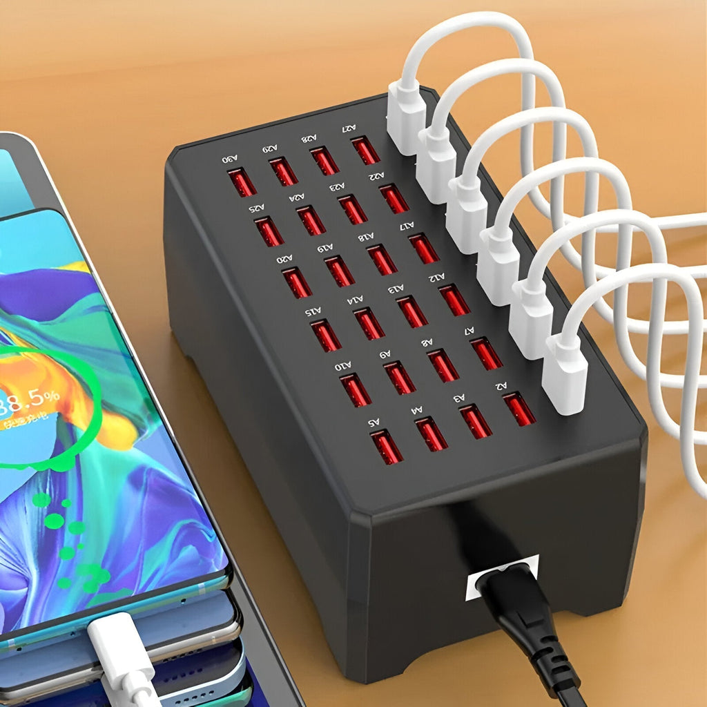 Junips | PowerPort Pro 30 - Universal Multi-USB Charging Station with 30 Ports
