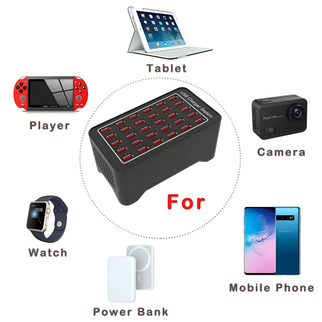 Junips | PowerPort Pro 30 - Universal Multi-USB Charging Station with 30 Ports