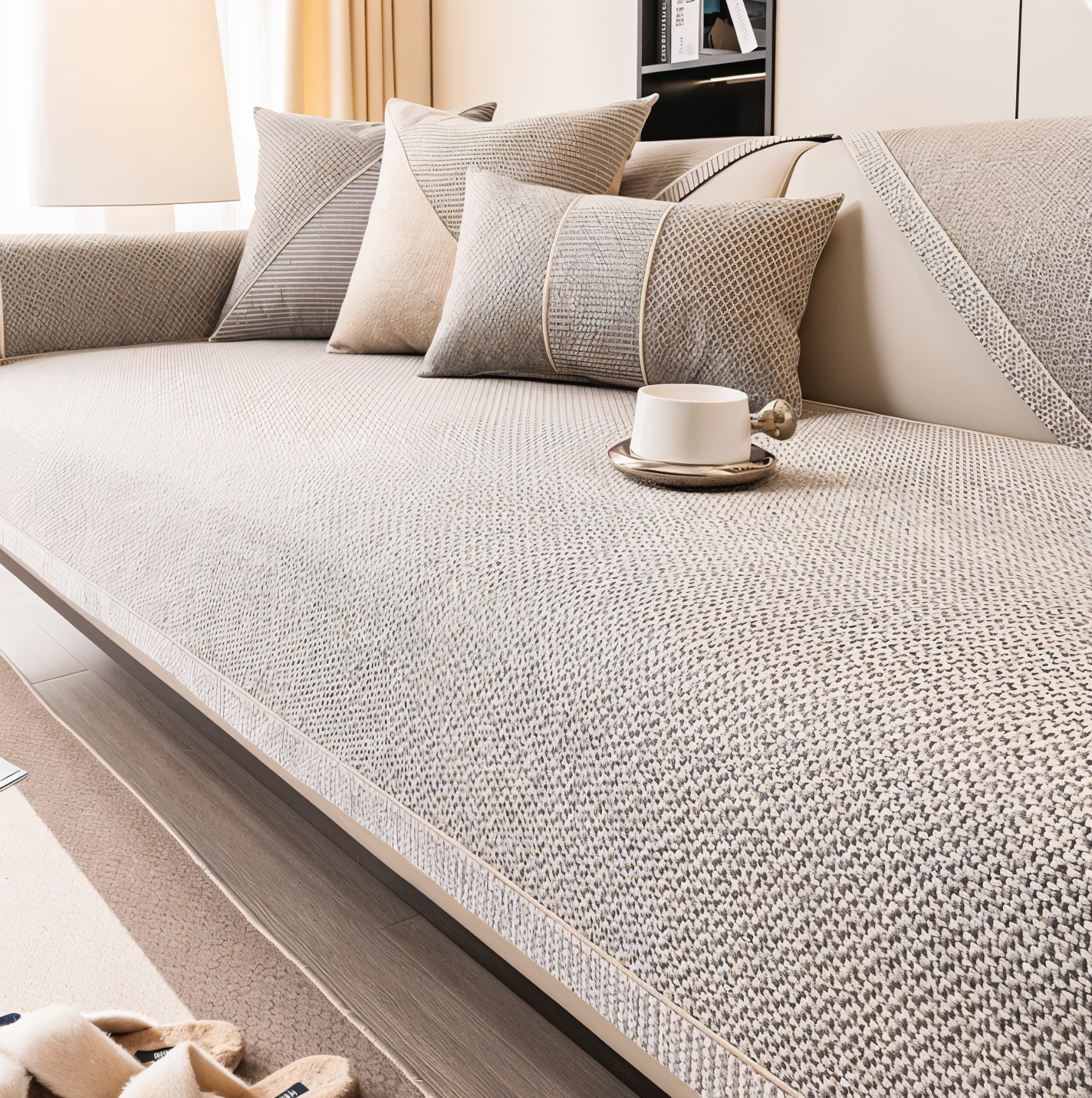 Junips | Solid Satin Sofa Cover – Non‑Slip Cotton & Polyester Protector