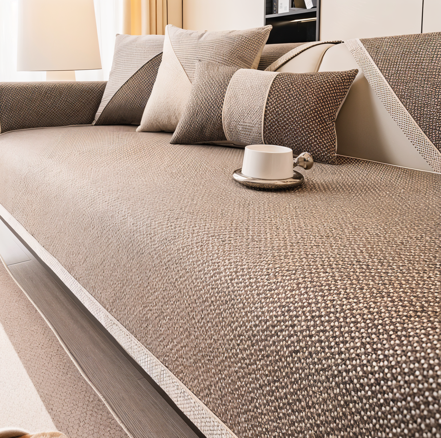 Junips | Solid Satin Sofa Cover – Non‑Slip Cotton & Polyester Protector
