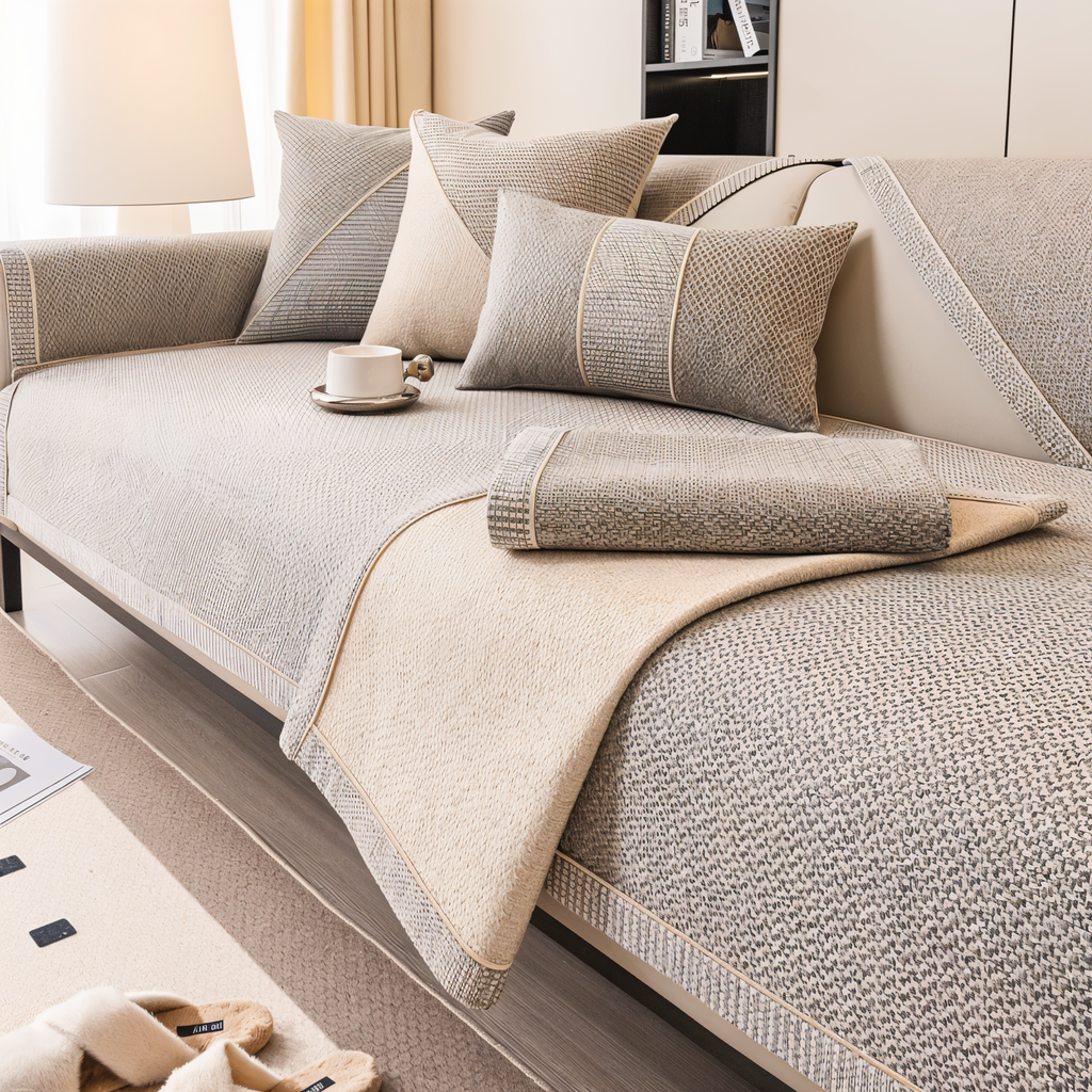 Junips | Solid Satin Sofa Cover – Non‑Slip Cotton & Polyester Protector