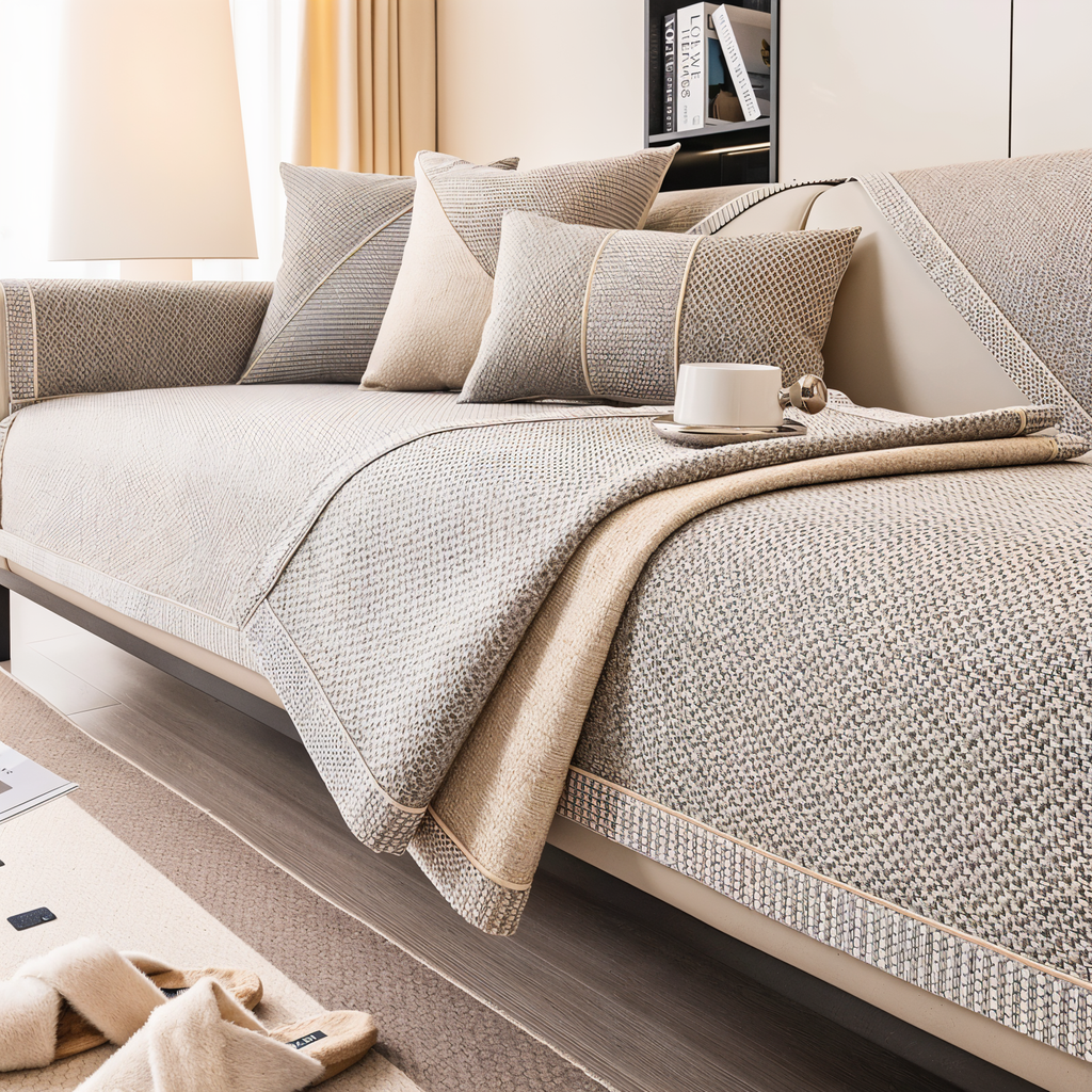Junips | Solid Satin Sofa Cover – Non‑Slip Cotton & Polyester Protector