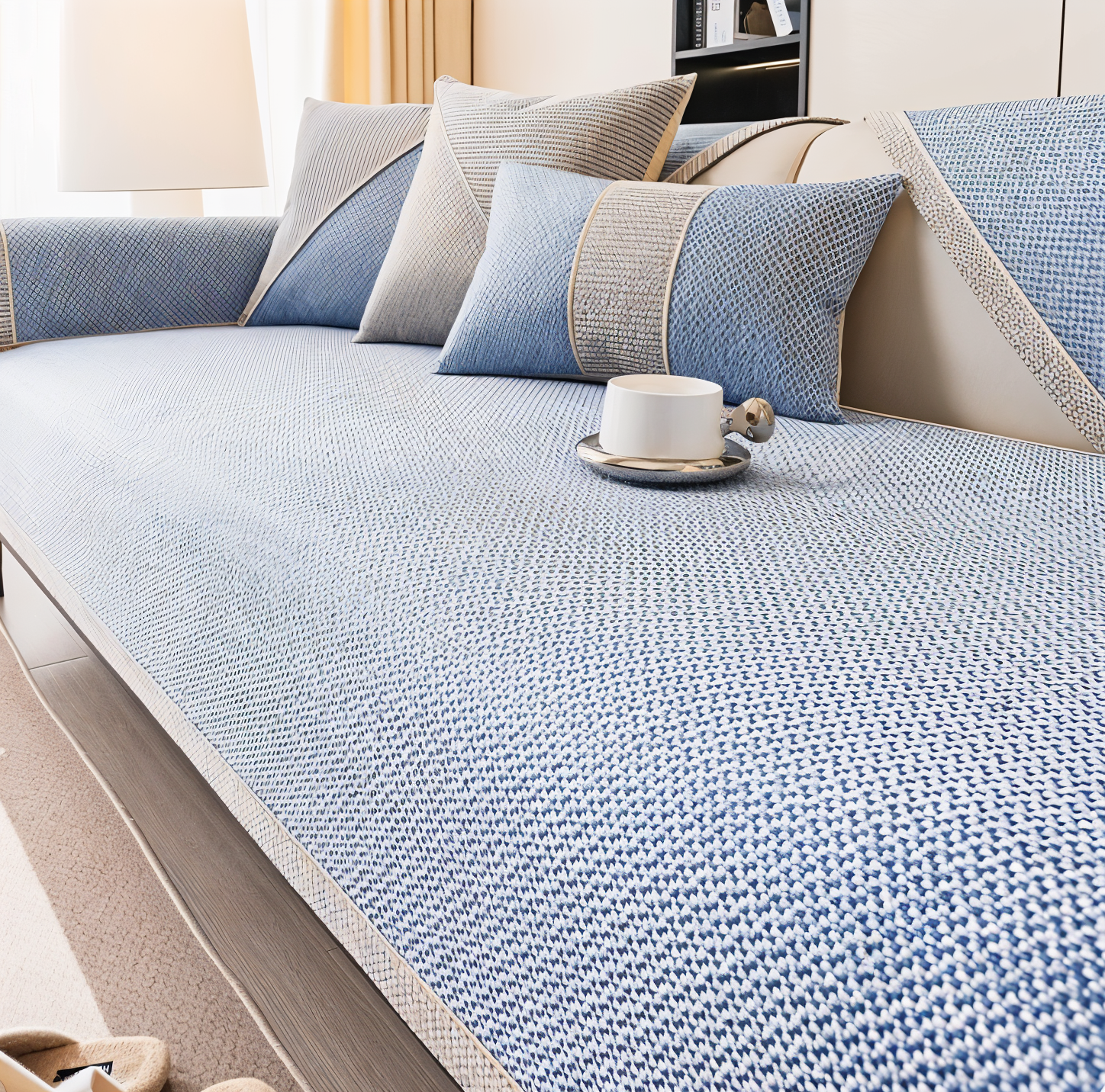 Junips | Solid Satin Sofa Cover – Non‑Slip Cotton & Polyester Protector