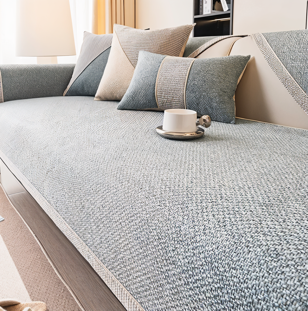 Junips | Solid Satin Sofa Cover – Non‑Slip Cotton & Polyester Protector