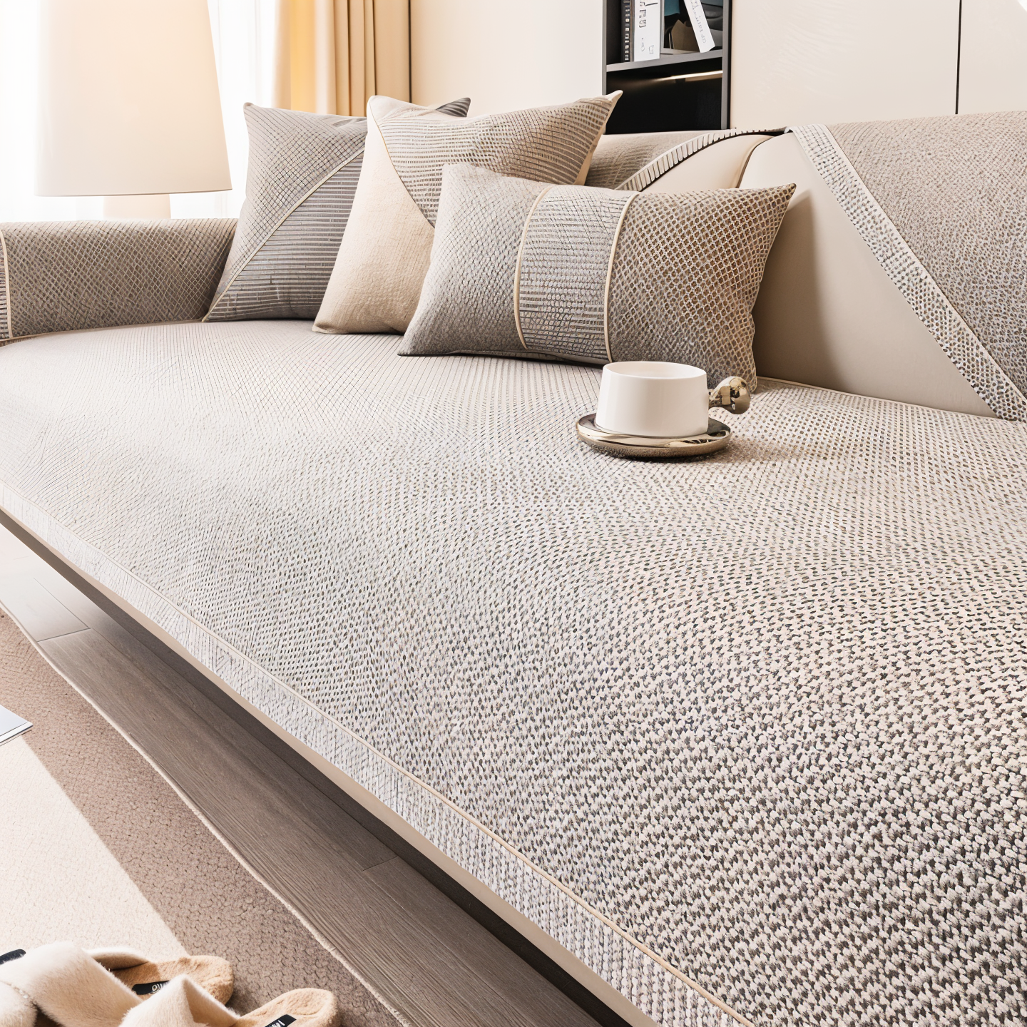 Junips | Solid Satin Sofa Cover – Non‑Slip Cotton & Polyester Protector