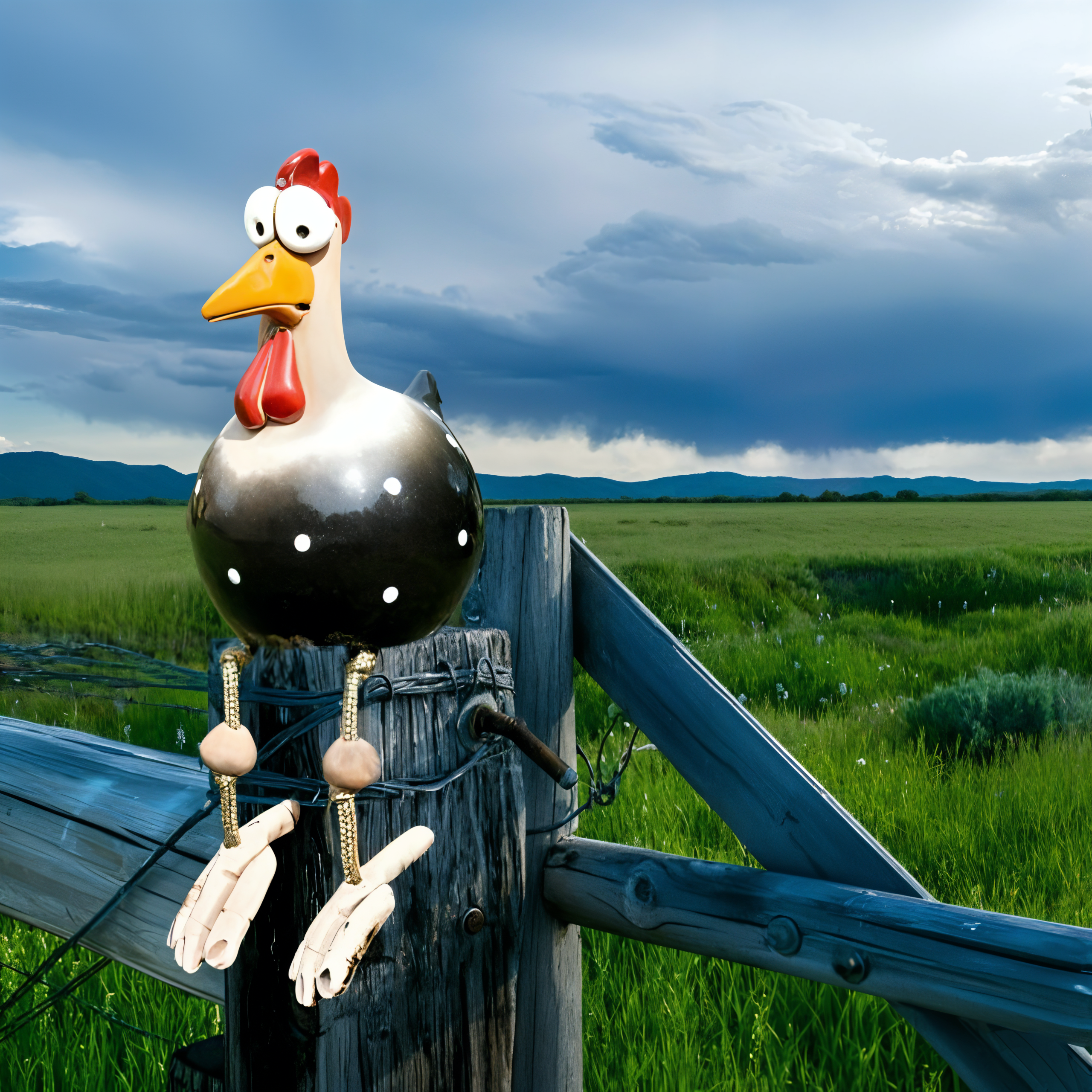 Junips | Large Eyes Chicken Statue - Weatherproof Resin Craft - Rooster Garden Statue