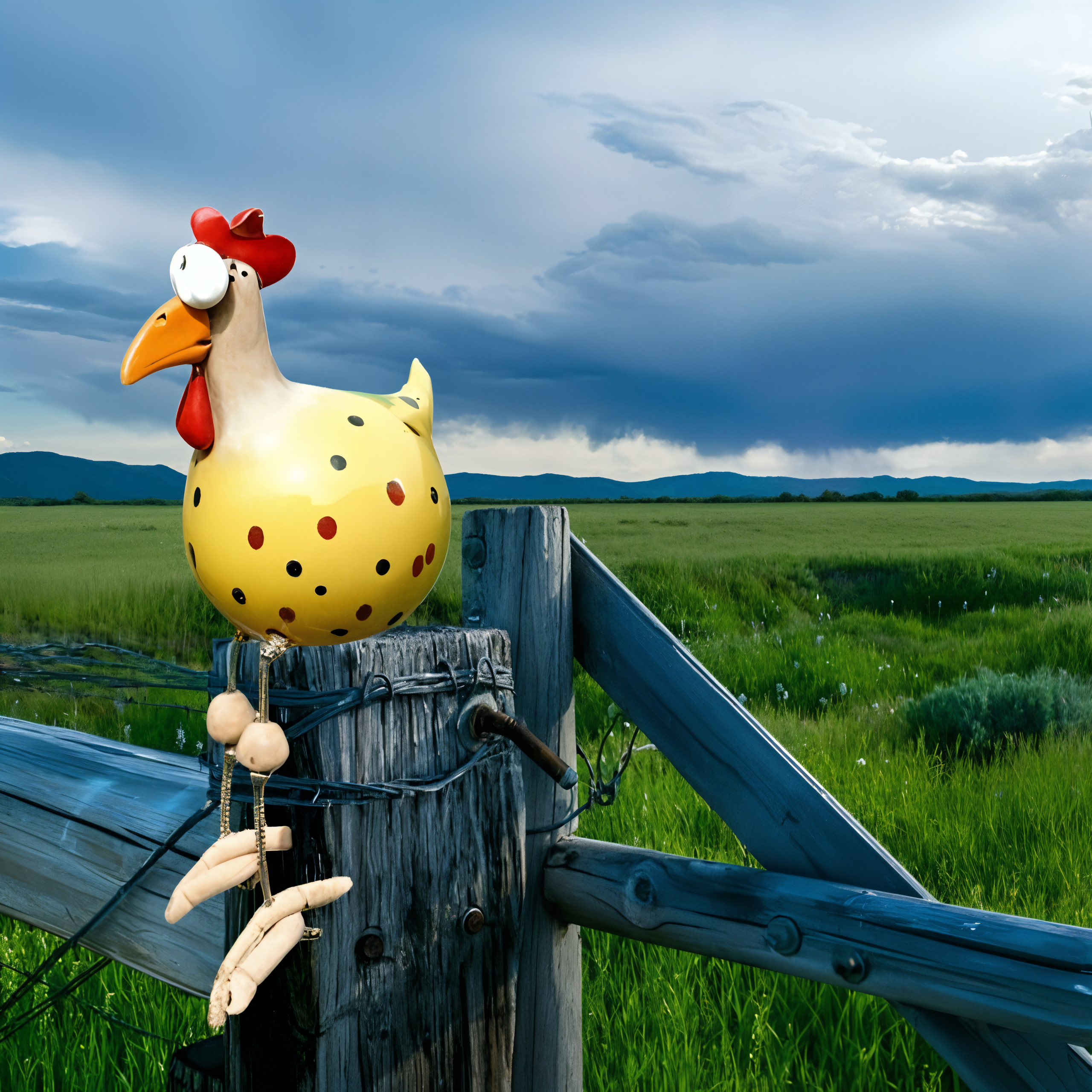 Junips | Large Eyes Chicken Statue - Weatherproof Resin Craft - Rooster Garden Statue
