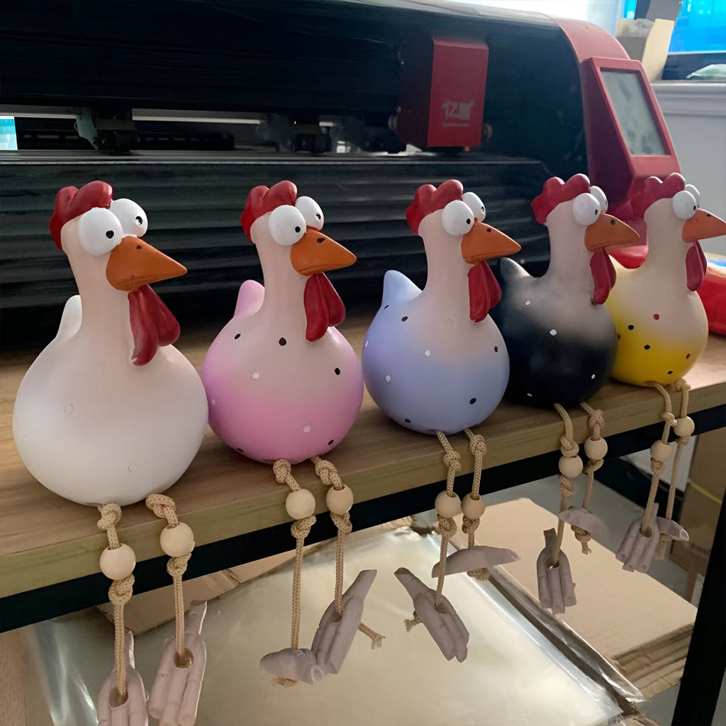 Junips | Large Eyes Chicken Statue - Weatherproof Resin Craft - Rooster Garden Statue