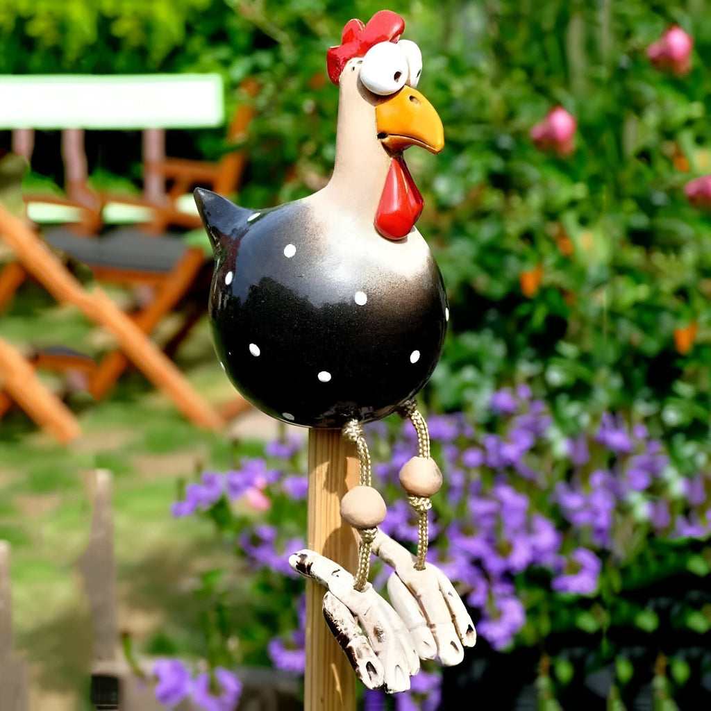 Junips | Large Eyes Chicken Statue - Weatherproof Resin Craft - Rooster Garden Statue