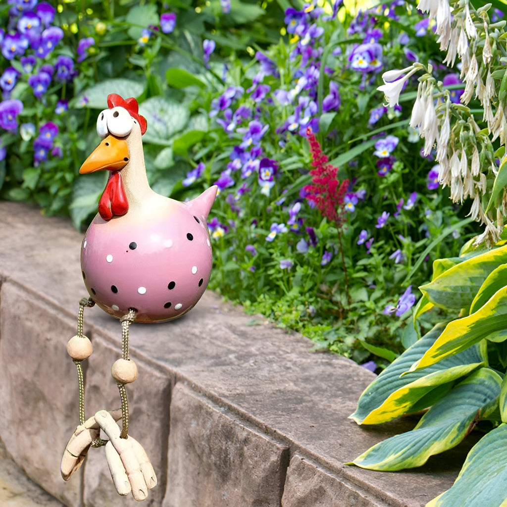 Junips | Large Eyes Chicken Statue - Weatherproof Resin Craft - Rooster Garden Statue