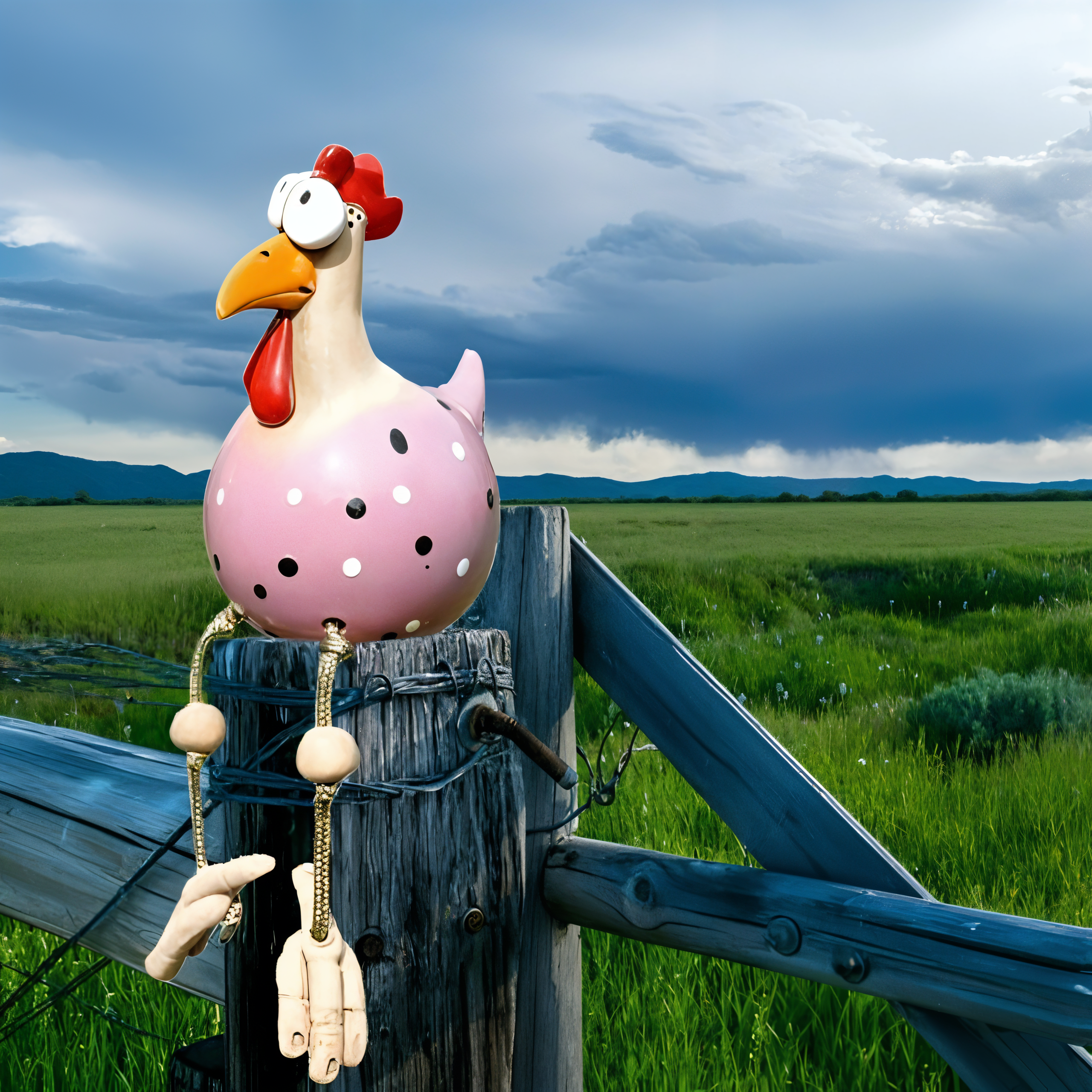 Junips | Large Eyes Chicken Statue - Weatherproof Resin Craft - Rooster Garden Statue