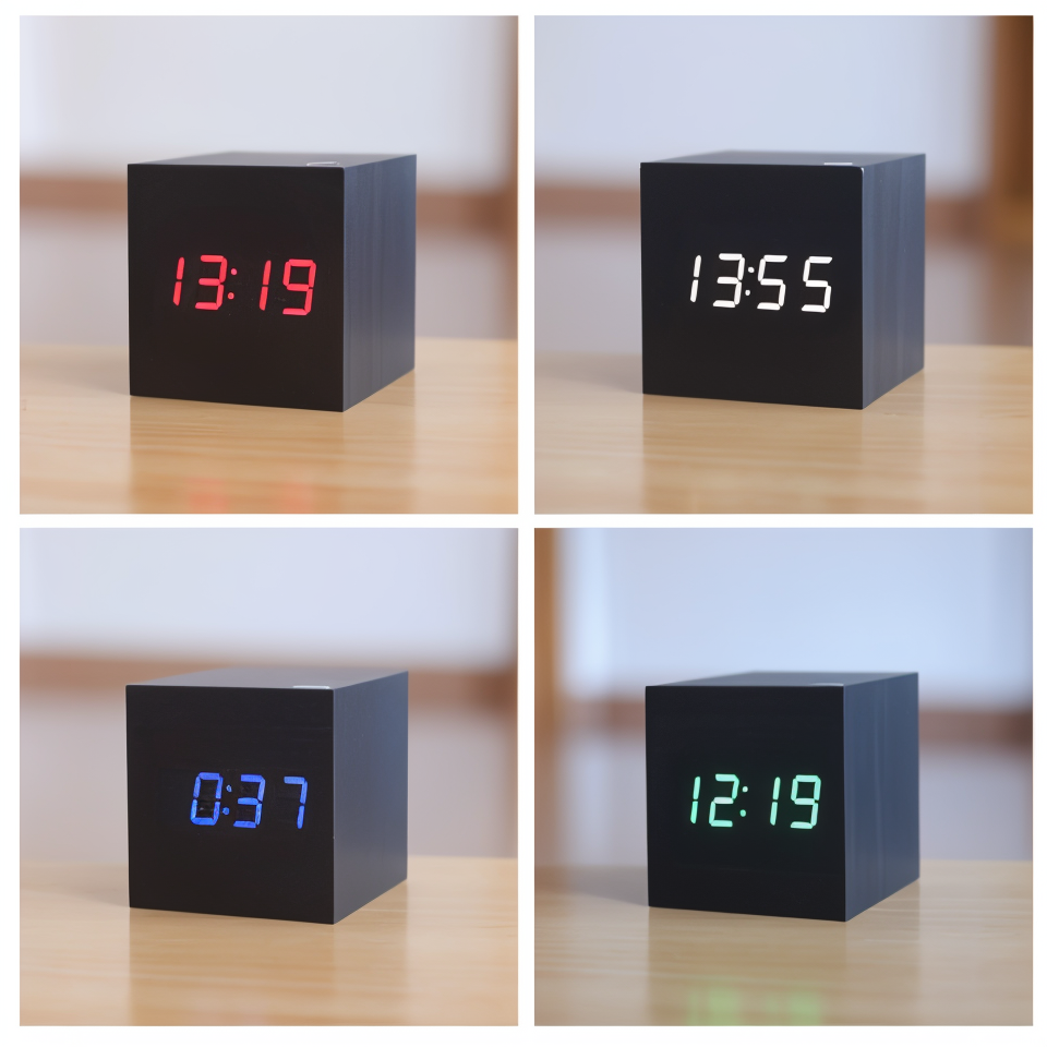 Junips | Digital LED Clock - Cube Clock - Wooden Clock