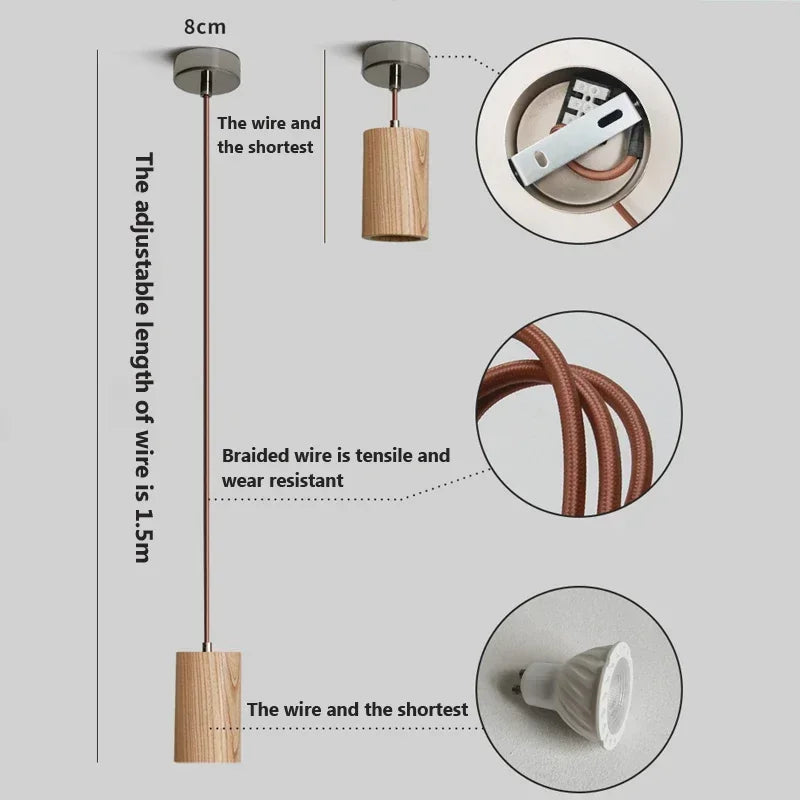 Junips | Scandinavian Wooden Pendant Light – Minimalist Design for Living Room and Bedroom | Natural Wood Look