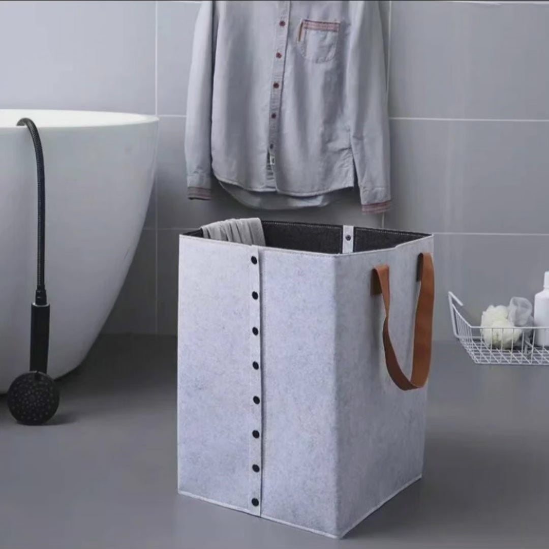 Junips | Collapsible laundry basket with leather handles