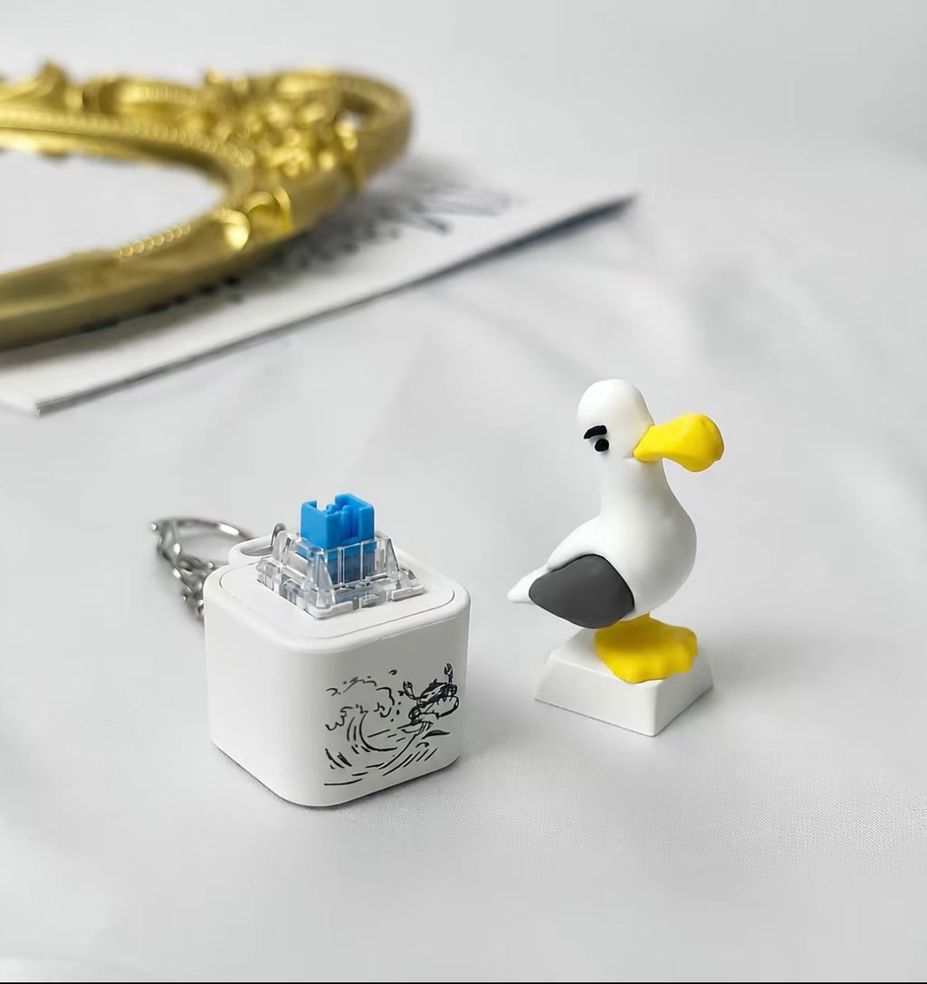 Seagull MINE! Button Keychain-Real Sound & LED Light, Funny Interactive Gift for Friends & Family