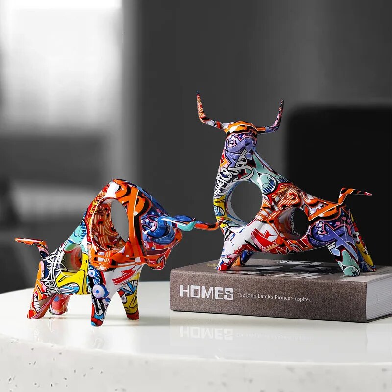 Junips | Art Colorful Bull Sculpture