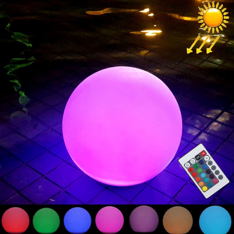 Junips | LEH-42321 40cm Round Ball Solar Power Lamp, Floating Garden Color Changing LED Light with 0.7W Monocrystalline Silicon Solar Panel & Remote Control (White)