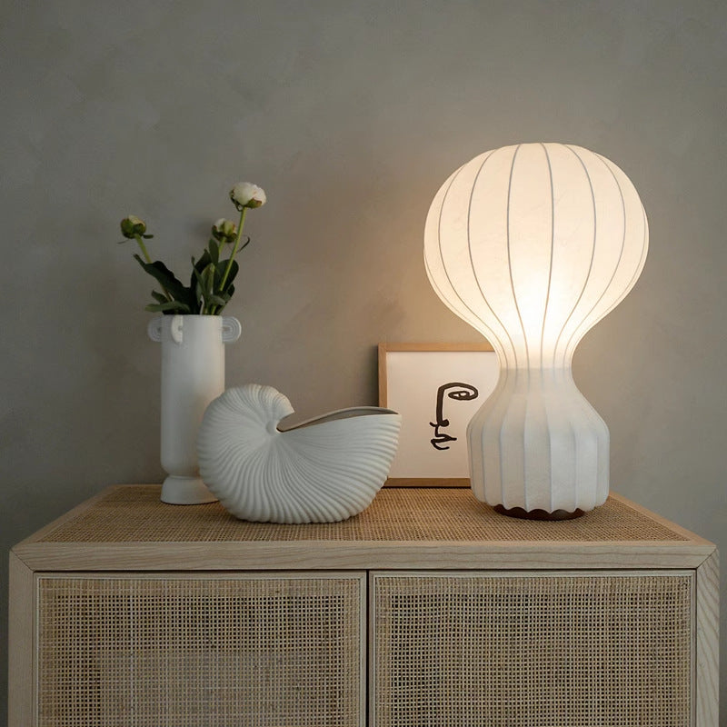 Junips | Wabi Sabi Table Lamp with Silk Shade – Minimalist LED Lamp for Living Rooms and Dining Rooms