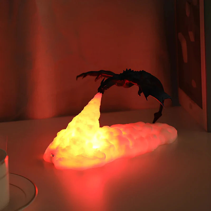 Junips | LED Night Light with Dragon Flame – 3D Sculpture, USB Charging, Perfect for Gamers