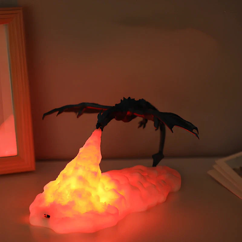 Junips | LED Night Light with Dragon Flame – 3D Sculpture, USB Charging, Perfect for Gamers