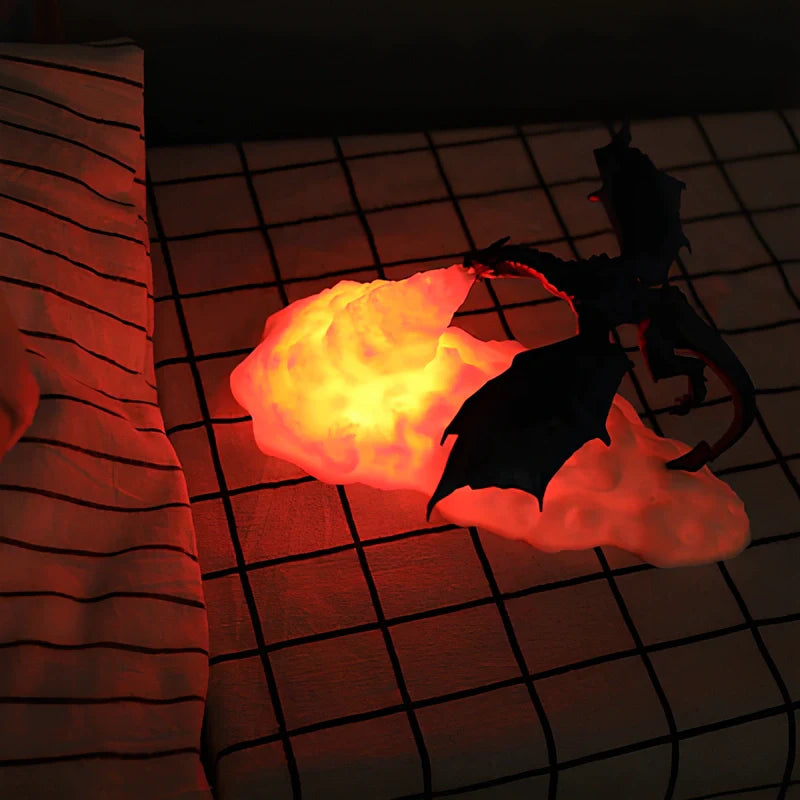Junips | LED Night Light with Dragon Flame – 3D Sculpture, USB Charging, Perfect for Gamers