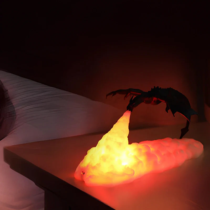 Junips | LED Night Light with Dragon Flame – 3D Sculpture, USB Charging, Perfect for Gamers