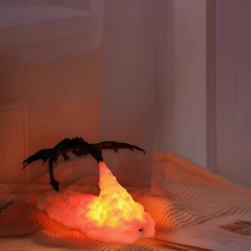 Junips | LED Night Light with Dragon Flame – 3D Sculpture, USB Charging, Perfect for Gamers