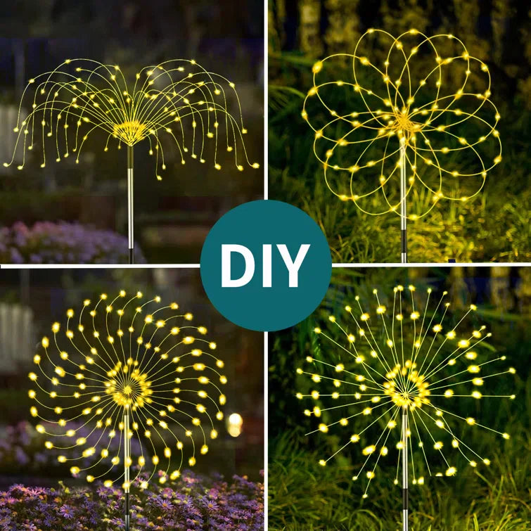 Junips | 4 Piece Solar Firework Garden Lights - Weatherproof LED Decorative Lighting, Solar Energy for Garden and Patio