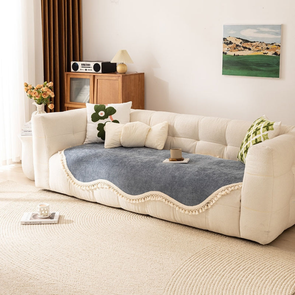 Junips | Luxury Chenille Woven Texture Tassel Sofa Cover